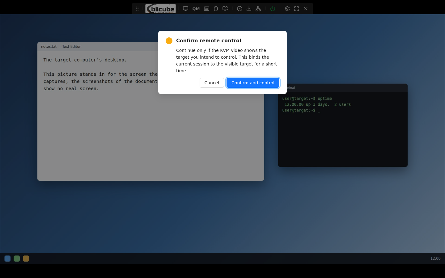 Confirm remote control dialog