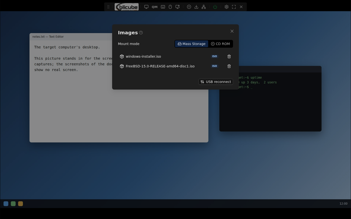 Virtual media dialog with ISO images